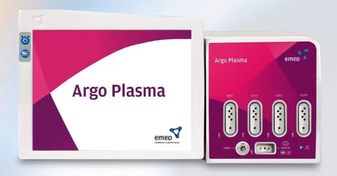 Equipamento ArgoPlasma EMED: gerador eletrocirúrgico com módulo de coagulação por plasma de argônio
