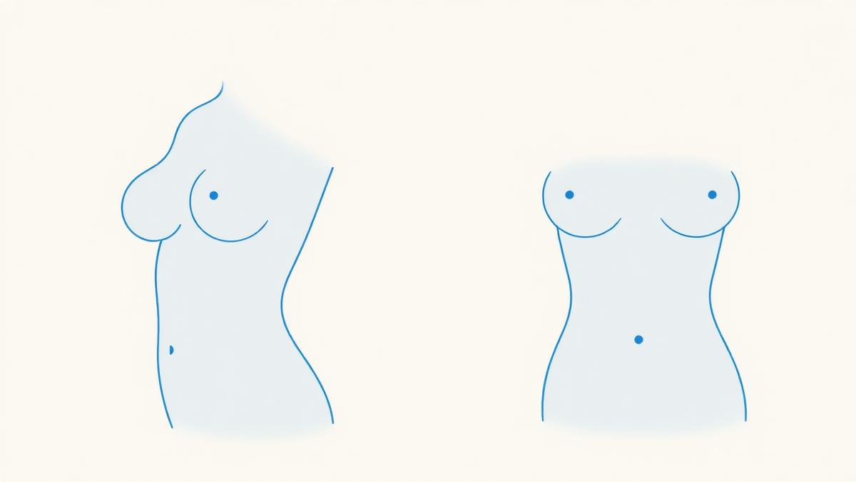 Ilustração didática da ptose mamária